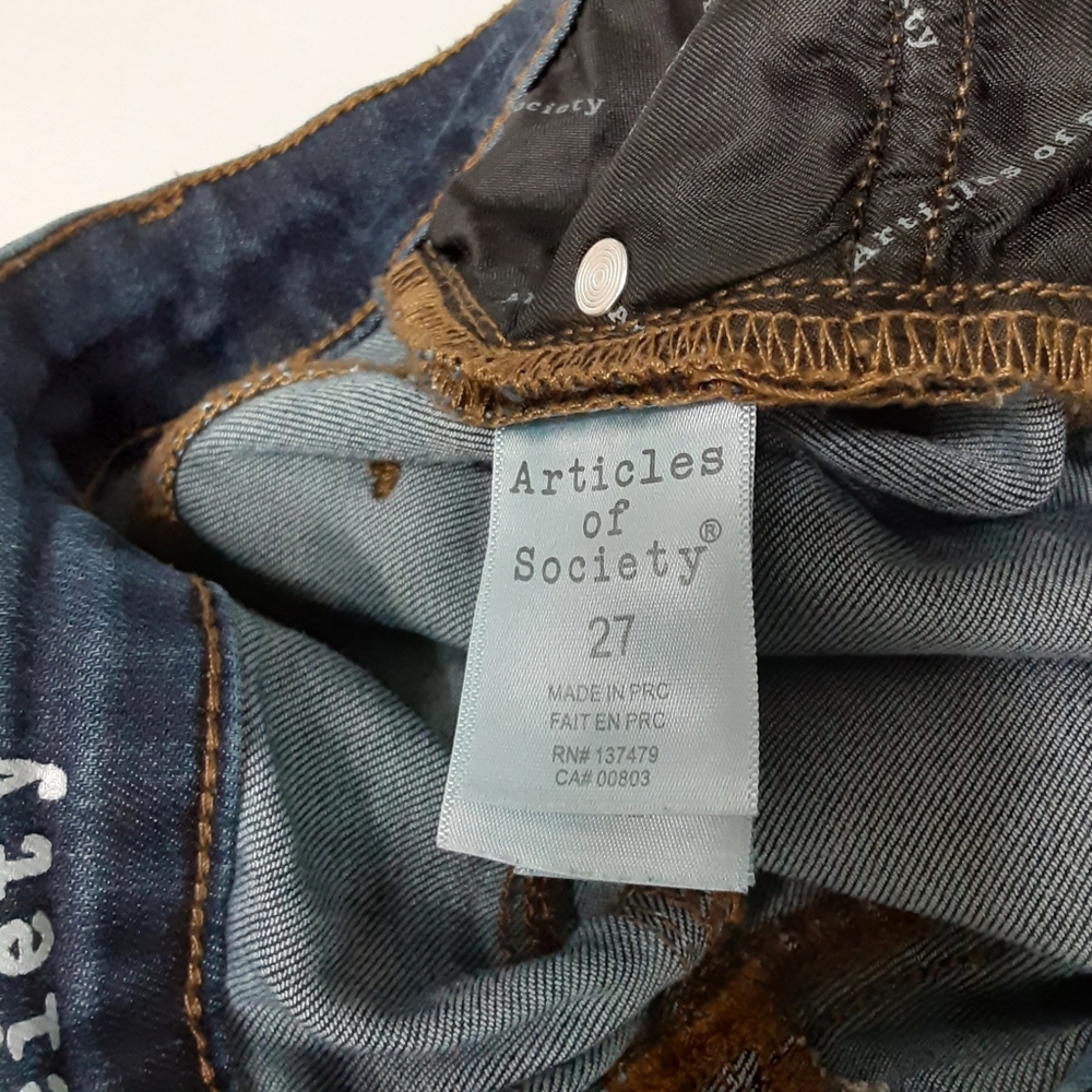Articles Of Society Dark Blue Stretch Denim Midrise Skinny Jeans Women Size 27 - Picture 6 of 12